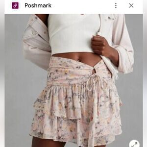 NWT Anthropologie Pink Mini Skirt With Side Tie Womens Size S